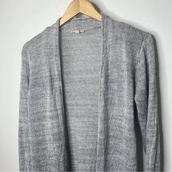 Eileen Fisher Women's Size Medium Grey 100% Organic Linen Loose Knit Cardigan - Picture 2 of 12